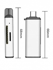 Картридер универсальный, переходник Type-C, USB для карт памяти MICRO SD, SD Орбита OT-PCR14