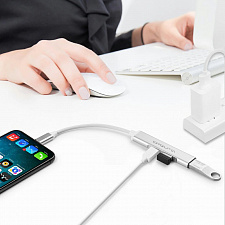 USB HUB 2.0, разветвитель Lightning на 3 порта Орбита OT-PCR19