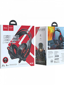HOCO W102 Красные наушники для ПК (3.5 мм/USB)
