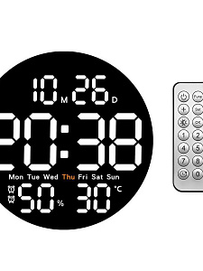 Часы настенные электронные с температурой, влажностью и пультом Орбита OT-CLW15 Белые