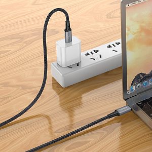 HOCO US01 Черный кабель PD100W (TYPE C - TYPE C) 1.2м