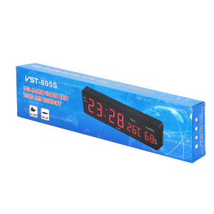 VST 805S-4 Зеленые часы настенные (температура, влажность)