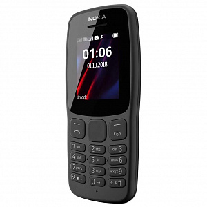 NOKIA 106 Черный телефон кнопочный (2G, 2SIM, TA-1114)