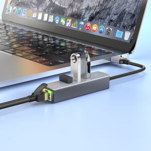 HOCO HB34 концентратор USB (3*USB 3.0, RG45) 1.5м