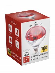 Инфракрасная лампа для обогрева птиц и животных, 100 Вт, цоколь Е27 Огонёк OG-LDP42A
