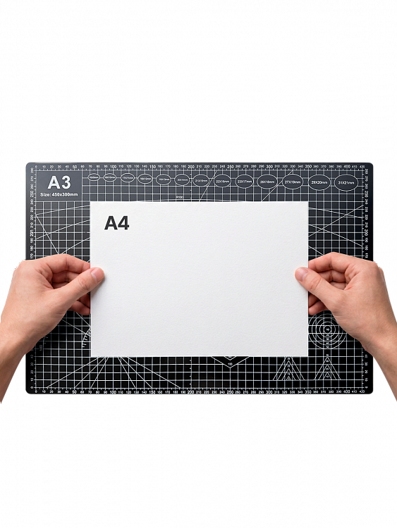 Коврик, мат для резки А3 (450х300 мм) двусторонний черный Орбита OT-OCC01