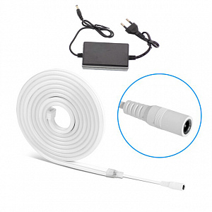 Светодиодная лента Неоновая 5м с адаптером питания IP65 Огонёк OG-LDL47 Белая