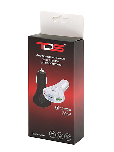 TDS TS-CAU34 Черный ЗУ авто USB (QC3.0,3500mA)