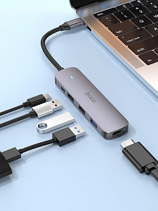HOCO HB27 концентратор USB (3*USB, PD60W, HDMI)
