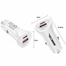 TDS TS-CAU40 Белый ЗУ авто USB (PD20W+QC3.0, 3000mA)