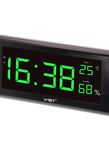 VST 795S-4 Зеленые часы настенные (температура,влажность)