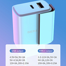 SENDEM OG34 ЗУ с TYPE-C/USB + кабель IOS Lightning-Type-C 1.2м (PD20W+QC3.0, 3000mA)