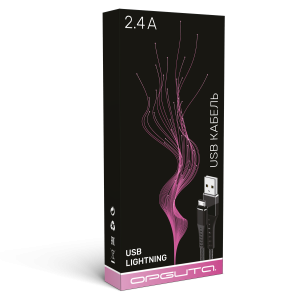 Орбита OT-SMI32 Черный кабель USB 2.4A (iOS Lightning) 1м