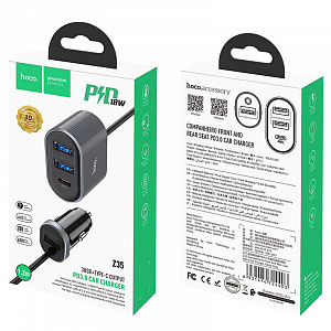HOCO Z35 Серый ЗУ авто USB (QC3.0,2400mA)