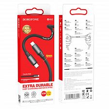 BOROFONE BX82 Черный кабель PD60W (TYPE-C-TYPE-C) 1м