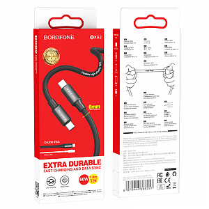 BOROFONE BX82 Черный кабель PD60W (TYPE-C-TYPE-C) 1м