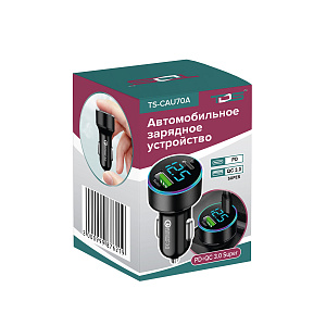 Автомобильное зарядное устройство, зарядка в прикуриватель PD/QC 3.0 TDS TS-CAU70A