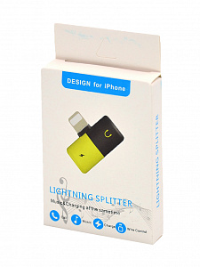 TDS GL-012 двойной адаптер/переходник для наушников (штекер Lightning - 2 гнезда Lightning)