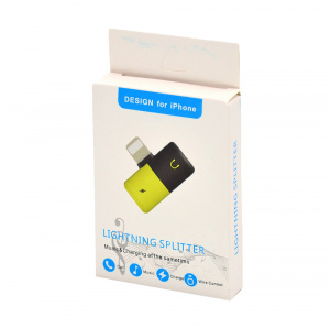 TDS GL-012 двойной адаптер/переходник для наушников (штекер Lightning - 2 гнезда Lightning)