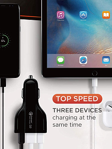 TDS TS-CAU33 Черный ЗУ авто USB (QC3.0,3500mA)