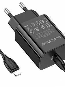 BOROFONE BA65A Черный ЗУ с TYPE-C + кабель IOS Lighting - Type-C 1м (PD20W,3000mA)