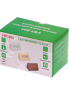 VST 864-1 Красные часы настольные (СВЕТЛО-коричневые)(без блока)