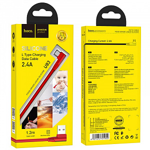 HOCO U83 Красный кабель USB 2.4A (microUSB) 1.2м