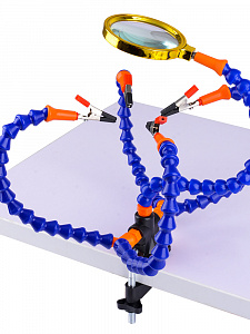 Третья рука для пайки с лупой 4 руки Помощник PM-INP23