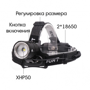 Патриот PT-FLG28 фонарь налобный (1L, 18650, ZOOM)