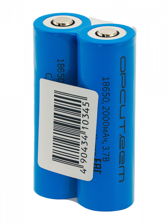 Аккумулятор 18650 3.7v 2000мАч выпуклый пин, 2шт Орбита