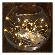 Огонек OG-LDG05 гирлянда LED Белая теплая (3м,2*AA) (УПАКОВКА 10ШТ)