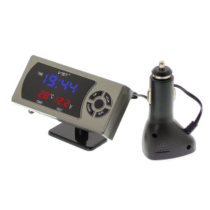 Часы автомобильные с подсветкой, вольтметром и термометром VST 815