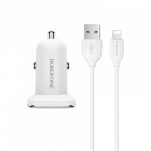 BOROFONE BZ12 ЗУ авто USB + кабель iOS Lightning (5B,2400mA)