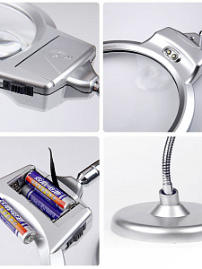 Лупа настольная с подсветкой на гибкой ноге Орбита INL50