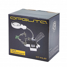 Третья рука для пайки, универсальный держатель на подставке с лупой 2 руки Орбита OT-INL61