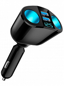 Разветвитель прикуривателя автомобильный на 2 гнезда + 2*USB TDS TS-CAU68