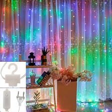 Гирлянда штора интерьерная 220В 3*3м Огонёк OG-LDG23 Разноцветная