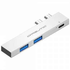 Орбита OT-PCR24 Серебро концентратор USB 2.0 (2*USB+Type-C)