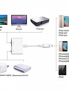 Орбита OT-AVW53 переходник (штекер Lightning - гнездо HDMI/Lightning) 15 см