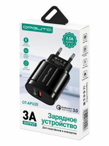 Зарядное устройство для телефона, Быстрая зарядка 15W адаптер QC 3.0 Орбита OT-APU28 Черный