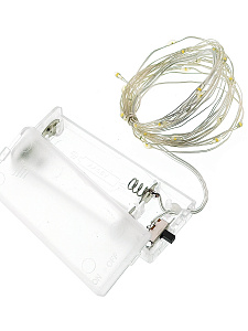 Огонек OG-LDG05 гирлянда LED Белая теплая (3м,2*AA) (УПАКОВКА 10ШТ)