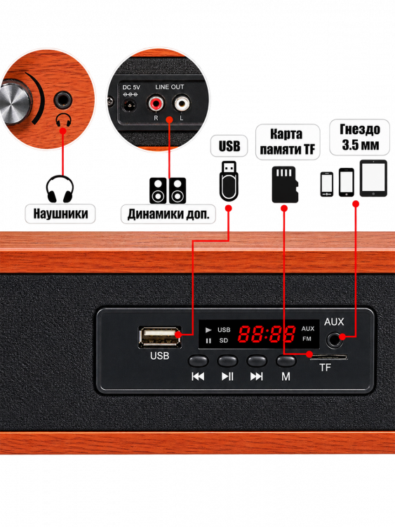 Орбита OT-SPB145 УЦЕНКА проигрыватель пластинок с Bluetooth УЦЕНКА