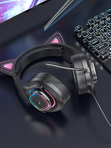 HOCO W107 CAT наушники для ПК (3.5 мм/USB)