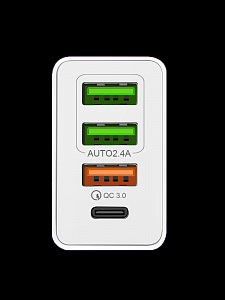 Зарядное устройство для телефона на 4 гнезда, Быстрая зарядка 20W адаптер QC 3.0/PD Орбита OT-APU58