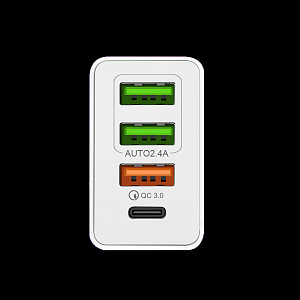 Зарядное устройство для телефона на 4 гнезда, Быстрая зарядка 20W адаптер QC 3.0/PD Орбита OT-APU58