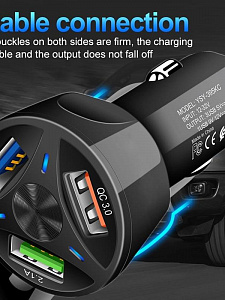 Зарядка в прикуриватель для автомобиля 3*USB TDS TS-CAU32 Черное