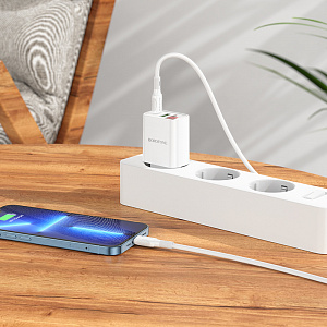 BOROFONE BA78A Белый ЗУ с USB/PD + кабель IOS Lighting - Type-C 1м (QC3.0+PD20W,3000mA)