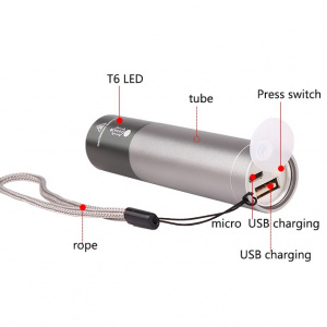 Следопыт ST-FLR07 СЕРЕБРО фонарь ручной (аккум, ZOOM)