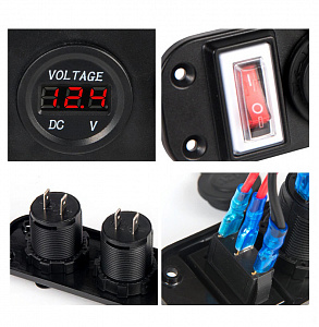 Розетка питания на 2 USB гнезда + прикуриватель 12-24В TDS TS-CAU45 Красная