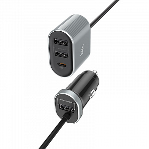 HOCO Z35 Серый ЗУ авто USB (QC3.0,2400mA)